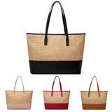 Women PU Leather Braided Shoulder Bag Ladies Beach Tote Large Handbag Messenger