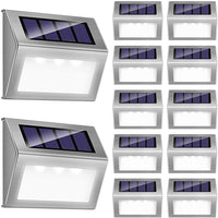3 LED Solar Powered Stair Light Outdoor Garden Pathway Step Decking Wall Lamp