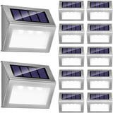 3 LED Solar Powered Stair Light Outdoor Garden Pathway Step Decking Wall Lamp