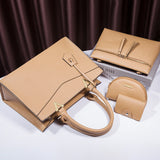 4Pcs Fashion Women Leather Tote Handbag Shoulder Bags Top Handle Satchel Business Bag Purse Pouch for Mom Girls Gift