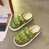 Ladies Cute Solid Color Slippers Round Toe Platform Keep Warm Slippers