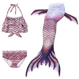 Kids Girls 3Pcs Mermaid Tail Swimming Bikini Set Swimwear Swimmable Costumes Kit