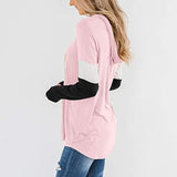 Women's Color Block Casual Loose Hooded Neck Long Sleeve Winter Pullover Hoodie