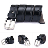 Men Genuine Leather Dress Belts with Single Prong Buckle, Adjustable Belts for Casual, Jeans, Uniform, Work, Business