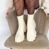 Women Ladies Casual Chunky Heel Shoes Platform Slip On Sock Fashion Sneakers