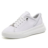 Women Solid Color Lace Up Anti Slip Round Toe Lightweight Casual Wear Flat Shoes