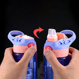 Kids Children Straw Water Bottle Plastic Drinking Cup Leak Proof Portable Sports Student School Suction Cup 16.2oz 480ml BPA Free