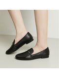 Lumento Women's Pointed Toe Loafer Leather No Slip Casual Work Flat Shoes Black Comfortable