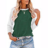 Women Color Matching Crew Neck 3/4 Sleeve T-Shirt Pullover Blouse Tops Tunic Tee