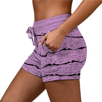 Women Yoga Shorts Elastic Waist Summer Beach Casual Drawstring Fitness Hot Pants