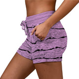 Women Yoga Shorts Elastic Waist Summer Beach Casual Drawstring Fitness Hot Pants