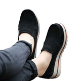 Women Suede Loafers Moccasins Pumps Slip On Wedge Casual Shoes Height Increase
