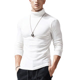 Men High Collar Long Sleeve Casual Tops T-Shirt Jumper Blouse Pullover Basic Tee