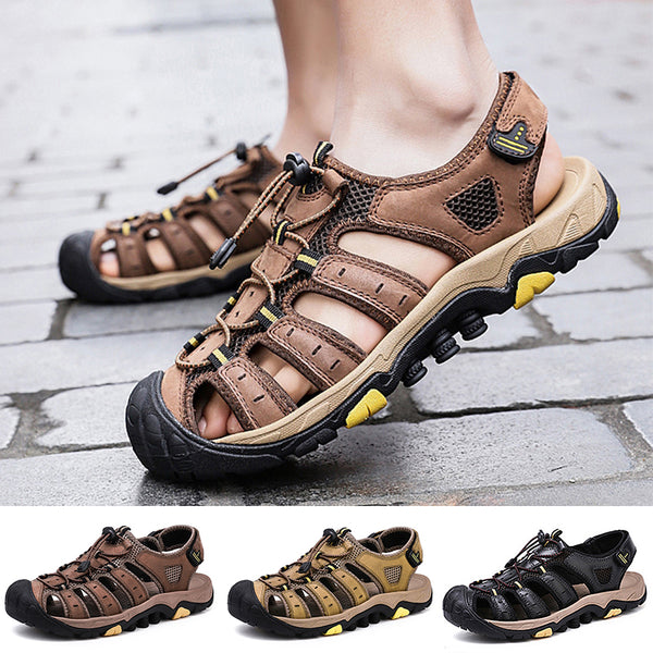 Men Outdoor Hiking Sandals Summer Camping Casual Beach Shoes Anti-Slip Round Toe