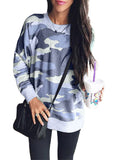 Women Long Sleeve Camouflage Pullover T-Shirt Loose Jumper Tops Sweatshirt Tunic