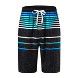 Men Striped Short Training Running Fitness Short Pants Elastic Waist Drawstring