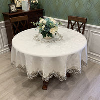 European Style Floral Round Tablecloth Elegant Table Cloth Cover Wedding Decor