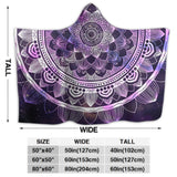 Bohemia Printed Hooded Blanket Flannel Wearable Throw Poncho Blanket Cape Wrap