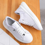 Women Solid Color Lace Up Anti Slip Round Toe Lightweight Casual Wear Flat Shoes