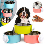 Stainless Steel Pet Dog Food Water Bowl Cage Hanging Feeder Mountable Container