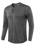 Men's Long Sleeve Casual Tops T-Shirt Jumper Blouse Pullover Basic Tee Buttons