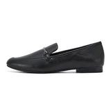 Lumento Women's Pointed Toe Loafer Leather No Slip Casual Work Flat Shoes Black Comfortable
