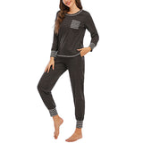 Women's Pajama Set Sleepshirt Long Sleeve Tops Pants Trousers Nightwear Homewear