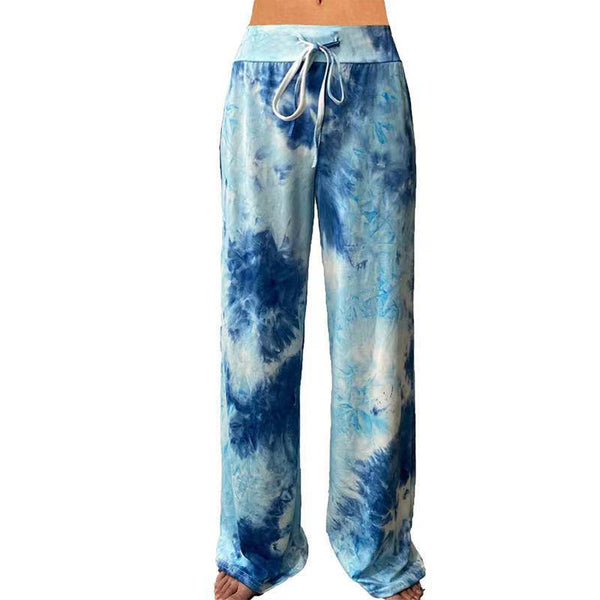 Women Tie Dye Mid Waist Yoga Pants Wide Leg Casual Sport Flared Bootcut Trousers
