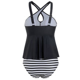 Women Tummy Control Tankini Swimsuit Two Piece Swimwear Ladies Swing Tankini Set Beachwear Ruffled Bikini Set Swimming Costumes Bathing Suit Push Up Padded Bra Backless Tankini Tops with Swim Bottoms