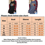 Women Heart Printed Top T-Shirt Crew Neck Blouse Long Sleeve Pullover Sweatshirt