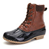Women's Waterproof High Top Boots Lace Up Duck BootsRound Toe Rain Booties Anti Slip