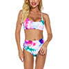 Women Tie Dye Two Piece Bikini Set High Waist Padded Swimsuit Swimwear Beachwear