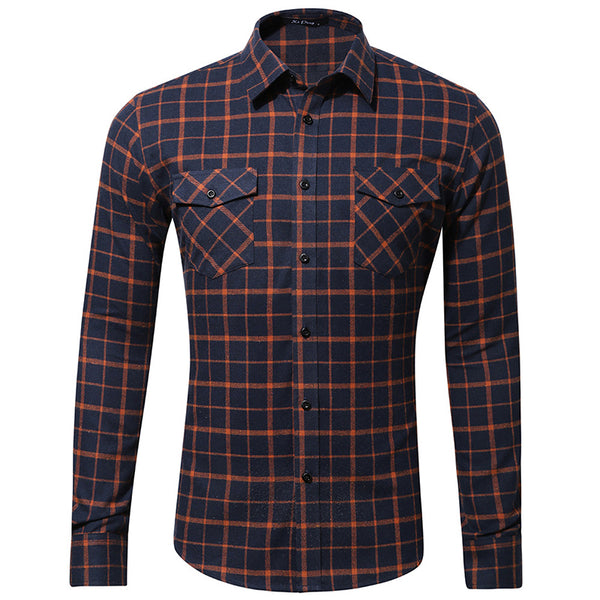 Men's Casual Button Down Plaid Shirt