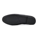 Lumento Women's Pointed Toe Loafer Leather No Slip Casual Work Flat Shoes Black Comfortable