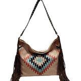 Women Vintage Tassel Canvas Shoulder Bag Oversized Beach Bag Tote Handbag Purse