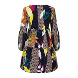 Womens Polka Dot Mini Dress Ruffled Long Sleeve V Neck Autumn A-line Loose Dress