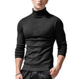 Men High Collar Long Sleeve Casual Tops T-Shirt Jumper Blouse Pullover Basic Tee