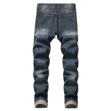 Men Ripped Jeans Straight Skinny Slim Fit Denim Pants Destroyed Frayed Trousers