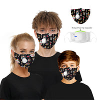 CUH Cloth Face Masks With Valve,Printing Masks,Adult Kids Mouth Covering,Woman Man Masks,Strethable Mouth-muffle,Washable Reusable Mask