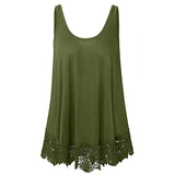 Women's Lace Splicing Tank Tops Sleeveless Casual Loose T-shirt Vest Tops Blouse
