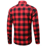 Men's Casual Plaid Printed Shirt Overshirts Lapel Long Sleeve Tops Dual Pockets