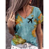 Women's Summer V-Neck Short Sleeve Tops Casual T-Shirt Blouse Pullover Tunic Tee