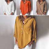 Women Long Sleeve Shirt V Neck Blouse for Autumn