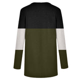 Women's Knot Casual T Shirt Sweatshirt Color Block Long Sleeve Blouse Pullover