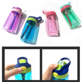 480ml Portable Children Kids Plastic BPA Free Water Bottle With Straw Drinking Cup Sports Bottles Leak Proof