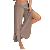 Women Electric Waist Baggy Harem Pants Hippie Yoga Gym Pants Trousers High Slit
