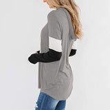 Women's Color Block Casual Loose Hooded Neck Long Sleeve Winter Pullover Hoodie