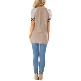 Women Striped Printed Casual Tops Short Sleeve Casual T-Shirt Blouse Pullover Tunic Tee