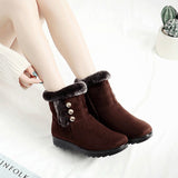Womens Winter Snow Boots Plush Lined Anti-Slip Ankle Booties Flat Shoes with Zip