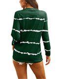 Women's Stripe Print Scoop Neck Loose Fit Long Sleeve T Shirt Pocket Casual Tops